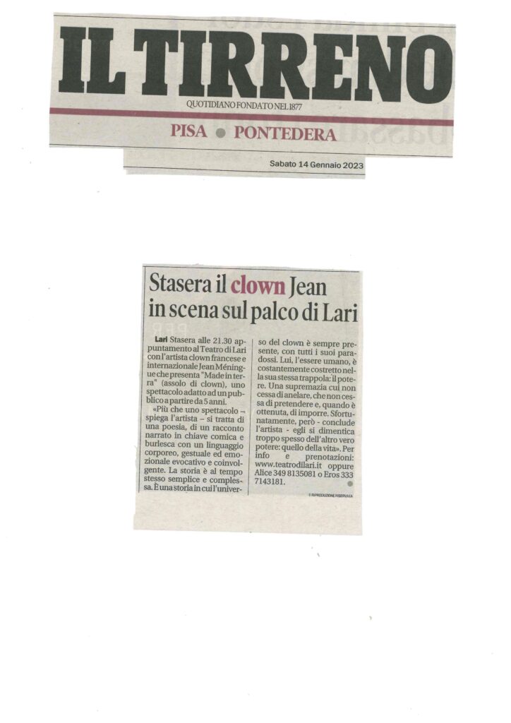 Il Tirreno 14 Gennaio 2023