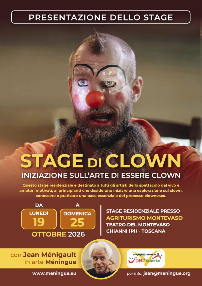 Stage d'iniziazione sull'arte del clown Dal 19 al 25 ottobre 2026